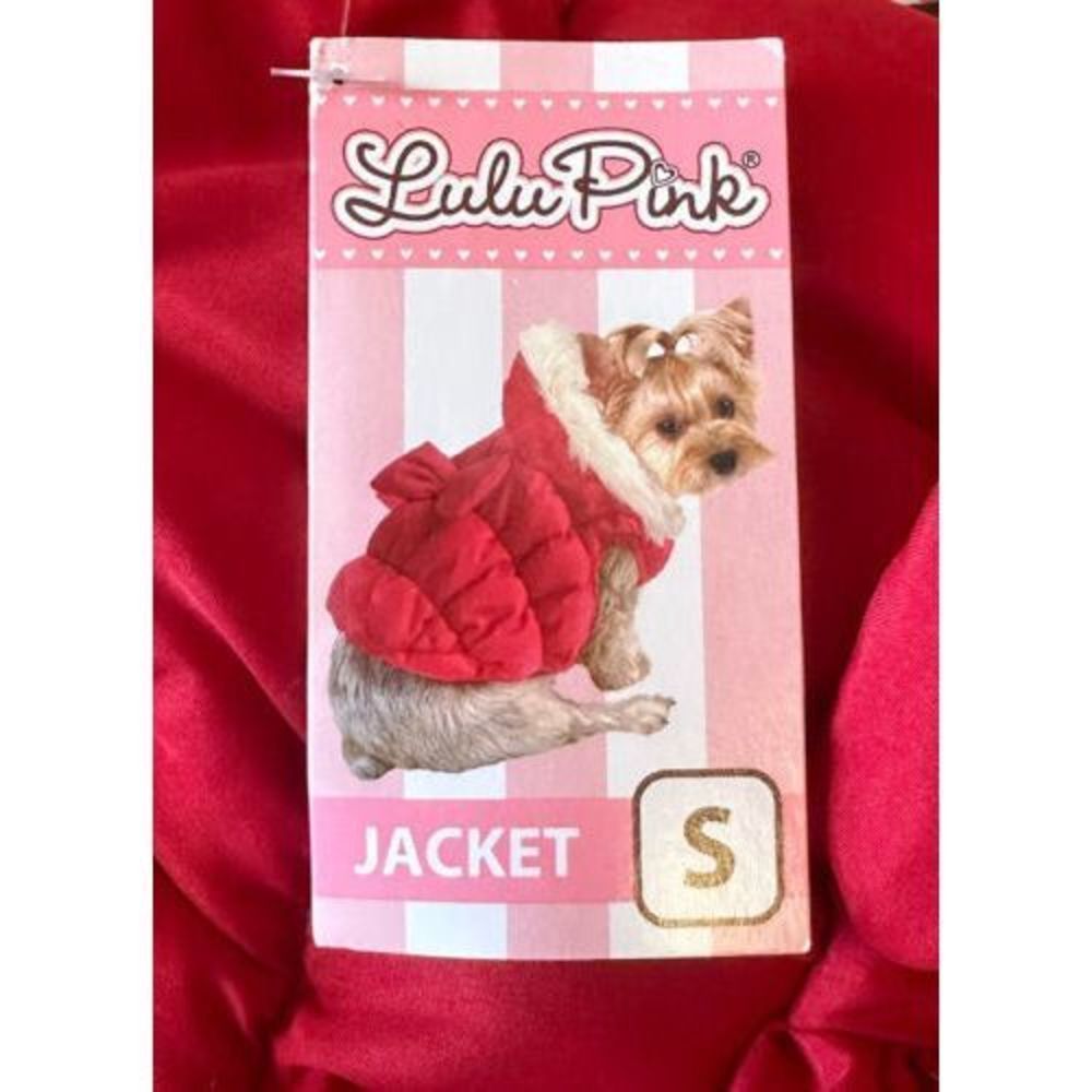 LuLu Pink Puffed Dog Coat With Fur Hood Size S NWT - Picture 3 of 4